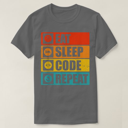 コンピュータサイシャ食べツスリープコードRepeat Prog Tシャツ (デザイン正面)