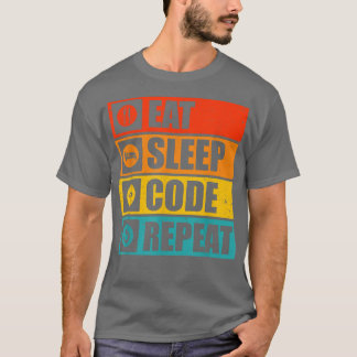 コンピュータサイシャ食べツスリープコードRepeat Prog Tシャツ