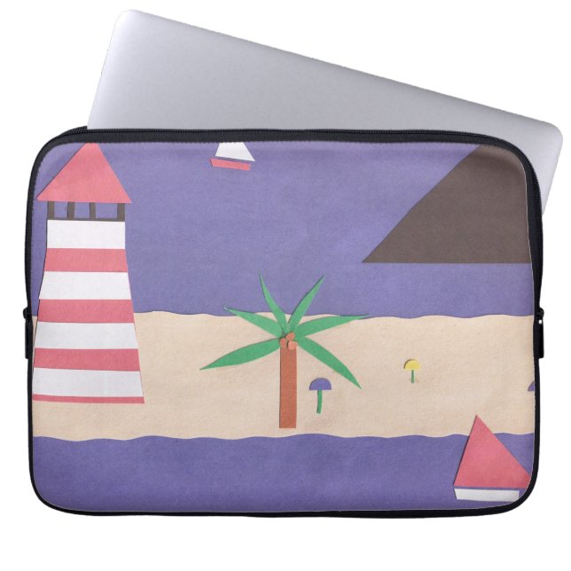 コンピュータスリーブとビーチシーン ラップトップスリーブ (正面)