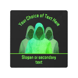 コンピュータセキュリティテーマグリーンコード – カスタム文字 メタルプリント