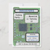 コンピュータチップコーディング誕生日パーティー 招待状 (正面)