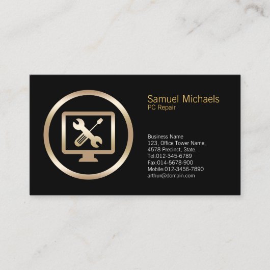 コンピュータツールアイコンPC修復名刺 名刺 (正面)