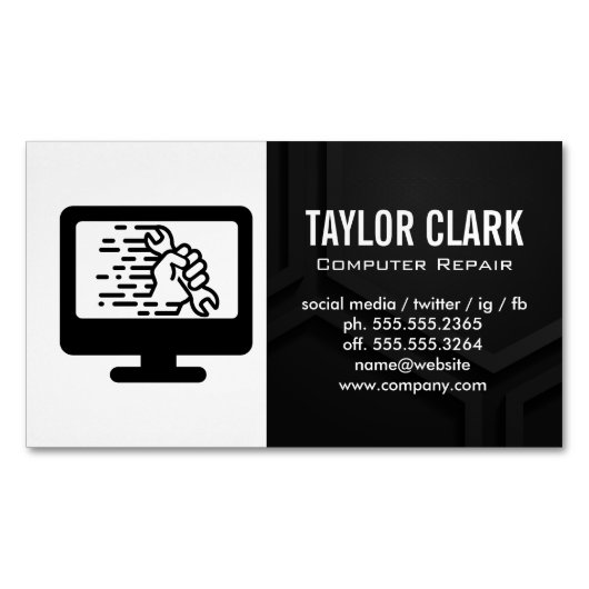 コンピュータハードウェア | 手を握り締める マグネット名刺 (正面)