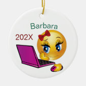 コンピュータパーソナライズされたガールクリスマスツリー セラミックオーナメント (正面)