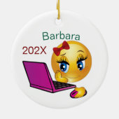 コンピュータパーソナライズされたガールクリスマスツリー セラミックオーナメント (裏面)
