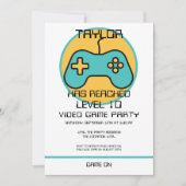 コンピュータビデオゲームプレイヤーレベルアップ誕生日 招待状 (正面)