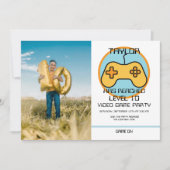 コンピュータビデオゲームプレイヤーレベルアップ誕生日 招待状 (正面)