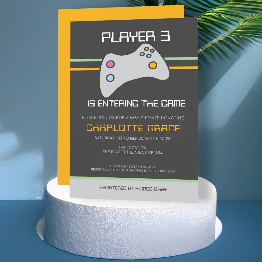 コンピュータビデオゲームプレーヤーが赤ちゃんシャワーに入った 招待状