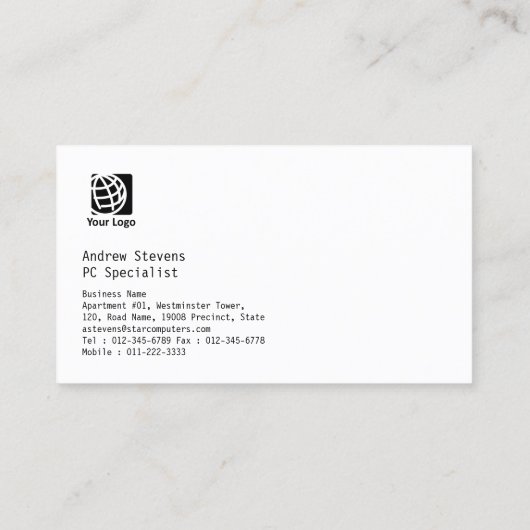 コンピュータプログラマ技術回路の切断図 名刺 (裏面)