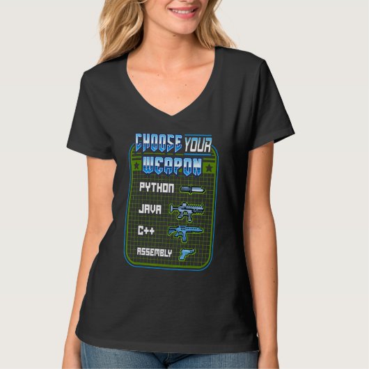 コンピュータプログラマ選択レトロゲームの武器 Tシャツ (正面)