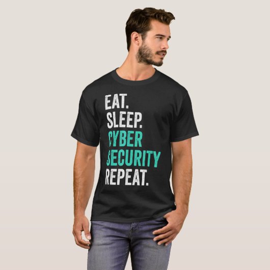 コンピュータプログラミングIT食べおたくスリープCyber Secur Tシャツ (正面フル)