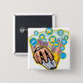 コンピュータマウスの手のクローズアップ 缶バッジ (正面&裏面)