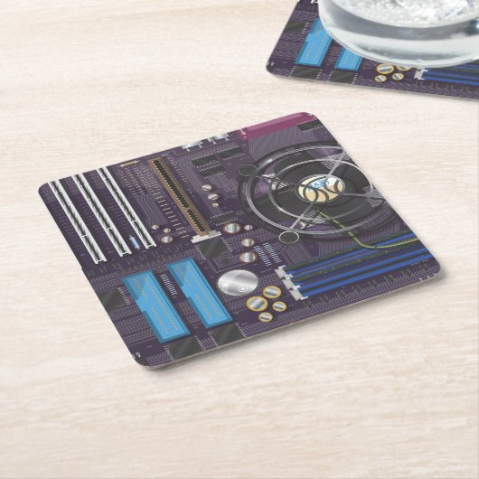 コンピュータマザーボードCPU スクエアペーパーコースター (アングル)