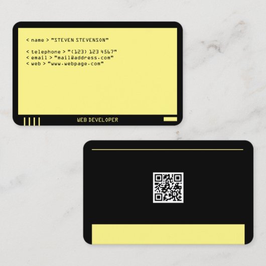 コンピュータモニターのフェイクな一見の黒の黄色 名刺 (正面/裏面)
