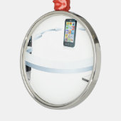 コンピュータラップトップおよび携帯電話の接続 メタルオーナメント (左)