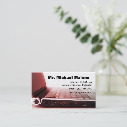 コンピュータラップトップのキーボード技術者の先生情報 名刺 (スタンド正面)