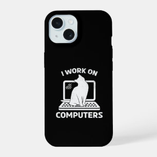 コンピューターで仕事をする 猫好きさんに贈る面白グッズ iPhone 15ケース