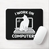 コンピューターで仕事をする 面白い猫好き マウスパッド (マウス)