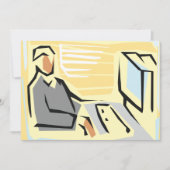 コンピューターで作業中の招待状 招待状 (正面)