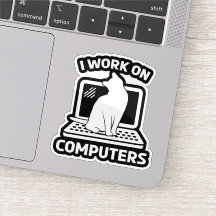 コンピューターで働いてます 猫の面白いデザイン