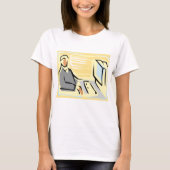 コンピューターで働く女性のTシャツ Tシャツ (正面)