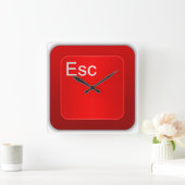 コンピューターのエスケープボタンの壁時計 スクエア壁時計 (ホーム)
