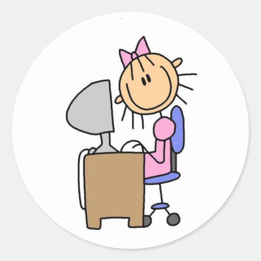 コンピューターの少女 ラウンドシール (正面)