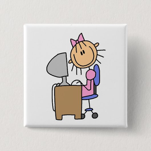 コンピューターの少女 缶バッジ (正面)