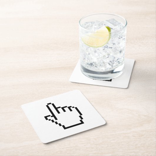 コンピューターの手ポインター / マウスカーソル スクエアペーパーコースター (インサイチュ)