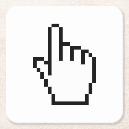 コンピューターの手ポインター / マウスカーソル スクエアペーパーコースター (正面)