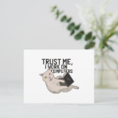 コンピューターの猫 ポストカード (スタンド正面)