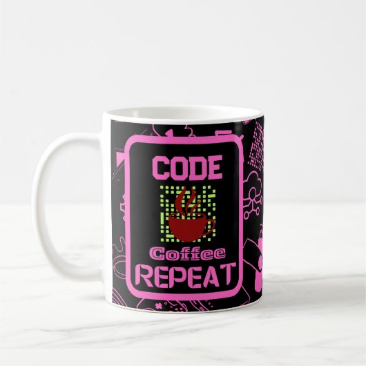 コンピューターエンジニアプログラマーcoding tech pink コーヒーマグカップ (左)