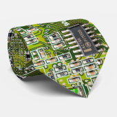 コンピューターオタク回路基板ライトグリーン ネクタイ (ロール)