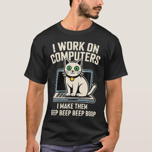 コンピューターキャットコーダー Tシャツ (正面)