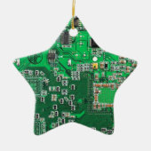 コンピューターギーク回路基板グリーン セラミックオーナメント (正面)
