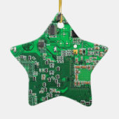 コンピューターギーク回路基板グリーン セラミックオーナメント (裏面)