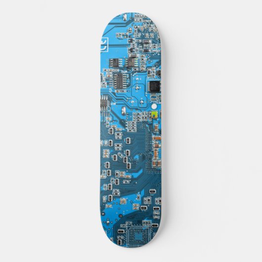 コンピューターギーク回路基板 ブルー スケートボード (正面)