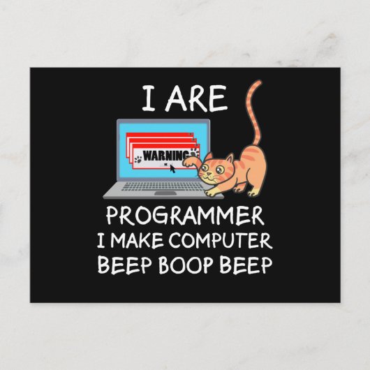 コンピューターサイエンス IT コンピューターねこ 面白いフレーズ プレゼント ポストカード (正面)