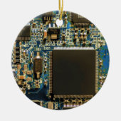 コンピューターハードドライブ回路基板 - 青 セラミックオーナメント (正面)