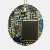 コンピューターハードドライブ回路基板 - 青 セラミックオーナメント (左)