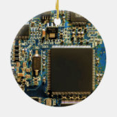 コンピューターハードドライブ回路基板 - 青 セラミックオーナメント (裏面)