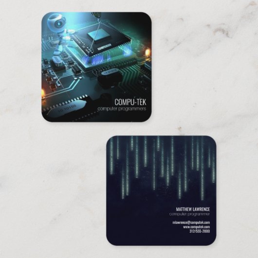 コンピュータープログラマー名刺 スクエア名刺 (正面/裏面)