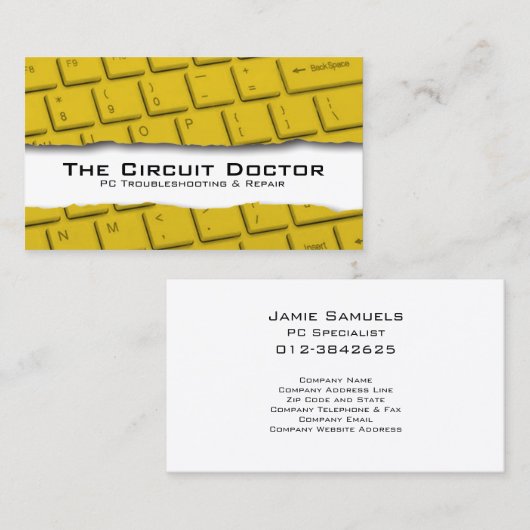 コンピューター修復ビジネスカードキーボードの取り外し 名刺 (正面/裏面)