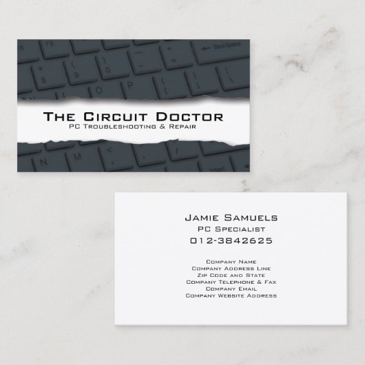 コンピューター修復ビジネスカードキーボードの取り外し 名刺 (正面/裏面)