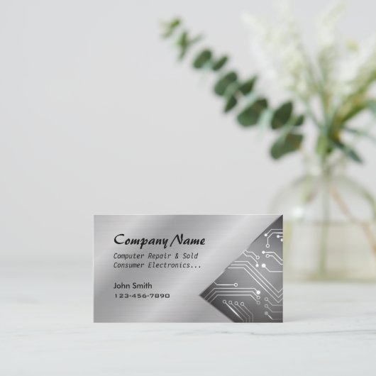コンピューター修理の販売済み回路基板名刺 名刺 (スタンド正面)