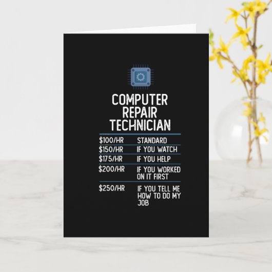 コンピューター修理技術者の贈おもしろい与プレゼントアイディア カード (黄色い花)