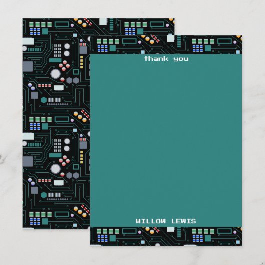 コンピューター回路基板パターン オフィス装飾 サンキューカード (正面/裏面)