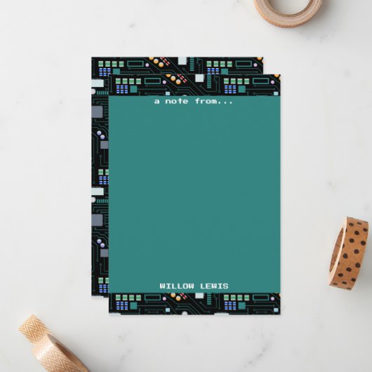 コンピューター回路基板パターン オフィス装飾 ノートカード (正面/裏面インサイチュ)