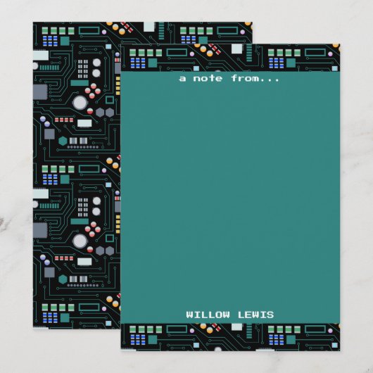 コンピューター回路基板パターン オフィス装飾 ノートカード (正面/裏面)