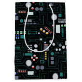 コンピューター回路基板パターン オフィス装飾 ミディアムペーパーバッグ (正面)